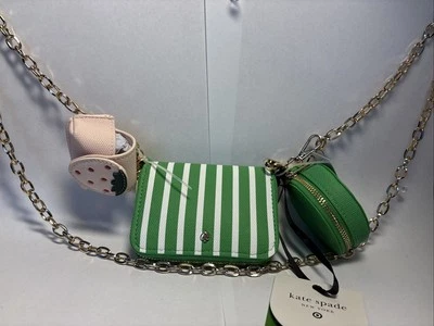 Mini Bolso Bandolera Kate Spade New York X Target Rayas Cartera Cadena Verde/Blanco Foto 1 de 4