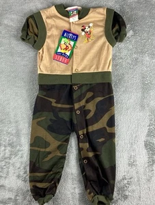 Vtg 90s Mickey Mouse For Kids Jumpsuit Camo Boys Size 12 Months Disney - Picture 1 of 4