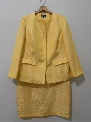 John Mayer желтый пейсли Jacquard карман куртка и юбка костюм комплект размер 16 Вт - Изображение 1 из 4