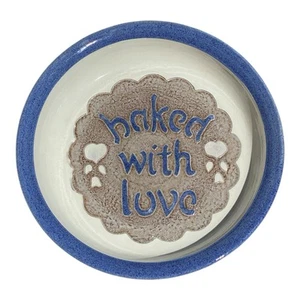 CCP Clay City Pottery Stoneware Folk Art Pie Plate Handmade Baked With Love Dish - Picture 1 of 4