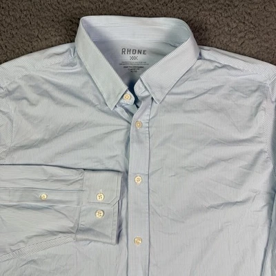 Рубашка мужская Rhone XL синяя классический крой пригородная на пуговицах функциональная итальянская ткань - Изображение 1 из 4