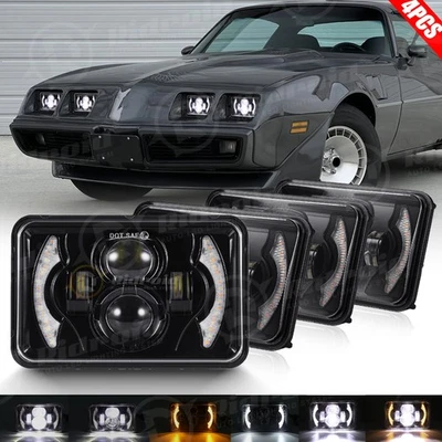 For Pontiac Firebird Trans AM 1977-1981 4PCS 4x6" LED Headlights Hi-Lo Beam DRL Foto 1 de 4