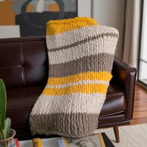 Handmade Chunky Blanket with 3 Different Colors 50 in x 60 in - Picture 1 of 4