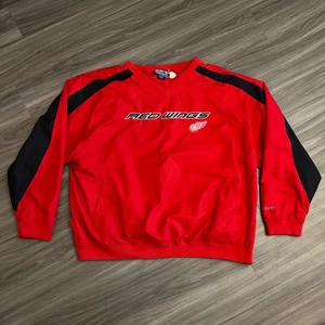 Y2K / Vintage Detroit Red Wings NHL Windbreaker Jacket 2XL Blueline Pullover Red - Picture 1 of 19