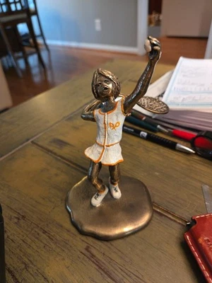 Vintage Female Tennis Player Bronze Statue - Image 1 of 4