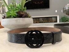 Men‘s GUCCI GG Supreme belt with G buckle Black/Brown canvas/ leather size95/38
