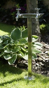 Doppel Freistehende Zapfhahn Gartenhahn Wassersäule für Garten Stahl 70 cm - Bild 1 von 10