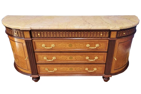 FINE Vintage FRENCH Louis Philippe Style MARBLE TOP SIDEBOARD Credenza SERVER Cover