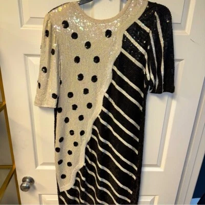 Vestido de cóctel vintage de lentejuelas XL Foto 1 de 4