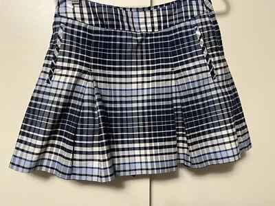 Falda corta de golf Liz talla 4 con bolsillos plisada azul a cuadros Foto 1 de 4