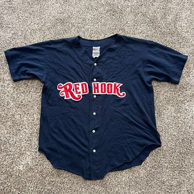 Camisa de Colección Para Hombres XL Tejón Hecha en EE. UU. Azul Botón de Béisbol Gancho Rojo Pequeñas Ligas Foto 1 de 4