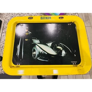 Vintage Batman TV Tray Child Snack&Play DC Comics 1989 Yellow Black Bat Mobile. - Picture 1 of 4