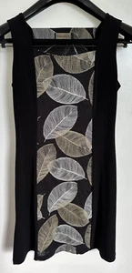 The Ark silk panel dress leaf detail black gold silver Stretch australian made - Picture 1 of 7
