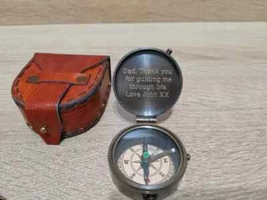 Engraved Working Compass Personalized COMPASS HANDMADE COMPASSS - Picture 1 of 7
