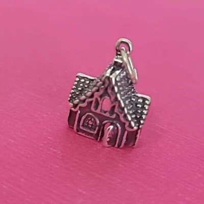 Colgante de plata esterlina con dije de Navidad casa de vacaciones casa de pan de jengibre 925 EE. UU. Foto 1 de 4