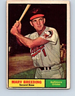 VINTAGE BASEBALL CARD TOPPS 1961 BALTIMORE ORIOLES MARV BREEDING  NO11 - Image 1 of 2