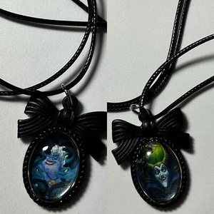 Villain Necklace NEW Glass Dome Black Bow Frame Handmade Cord Princess  Baddies - Picture 1 of 9