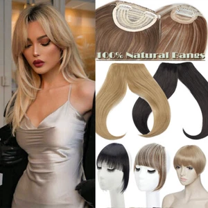 Front Hairpiece Thin Air Bangs Neat Clip In On Fringe Hair Extensions As Human - Picture 1 of 65