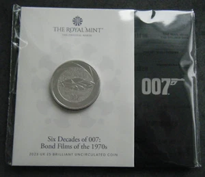 2023 Bond Films of the 1970s The Spy Who Loved Me UK £5 BU Coin Pack IN STOCK - Picture 1 of 3