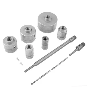 Core Drill Bit Set 10Pcs Concrete Hole Saw Kit SDS Plus Extension Shank - Picture 1 of 9