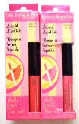 2 x BELLEZA BENEFICIOS Lápices Labiales Líquidos Hollywood - Flamingo Paypaya - Tamaño Cartera Foto 1 de 2