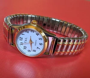 Quarz UHR Flexband Zugarmband Damen Armbanduhr Edelstahl bicolor Metallzugband - Bild 1 von 3