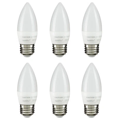 6Pack B11 Frosted Candelabra Chandelier Light Bulb, 7W (60W), 2700K, E26 - Image 1 of 2