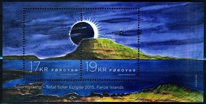 Islas Feroe. 2015. 36 Kr. Eclipse Solar, hoja de recuerdo, MNH (BL54) - Imagen 1 de 1