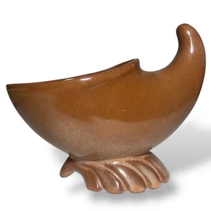 Frankoma Pottery Cornucopia 57 S Horn of Plenty Brown Planter 1960's Collectible - Picture 1 of 10