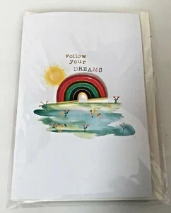 RAINBOW FOLLOW YOUR DREAMS greeting card. AND DETACHABLE PIN Natural Life, - Imagen 1 de 2