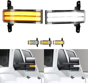 LED Clear For 14-18 Chevy Silverado GMC Sierra Switchback Tow Mirror Signal Lamp - Bild 1 von 11