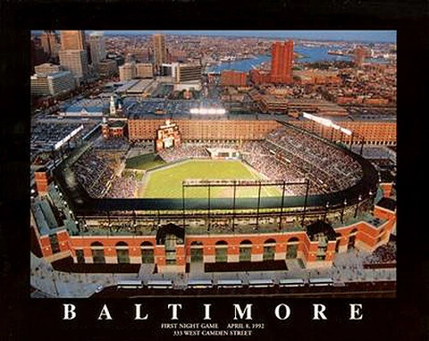 Baltimore Orioles CAMDEN YARDS TWILIGHT Stadium Aerial View Premium 22x28 POSTER Cover