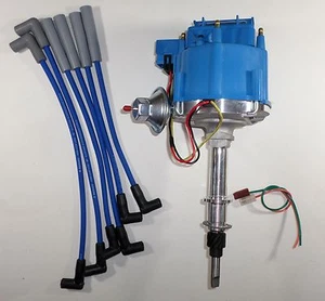 6 CILINDROS DISTRIBUIDOR HEI para AMC JEEP INLINE 6 232 258 + CABLES AZULES CJ5 EE. UU. - Imagen 1 de 6