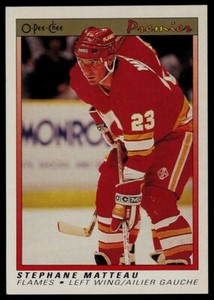 1990-91 O-Pee-Chee Premier Stephane Matteau Rookie Calgary Flames #68
