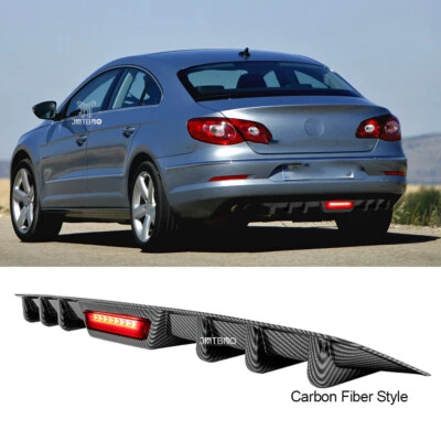 Car Rear Bumper Diffuser Lip Splitter Spoiler +Brake Light For Volkswagen Passat - Image 1 of 4