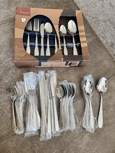Gibson Swirl stainless Flatware - Spoons, Forks, Knives, 48 Pieces - Picture 1 of 9