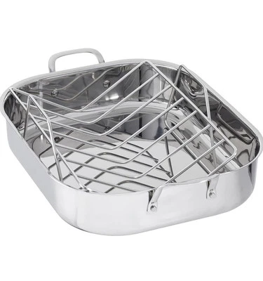  Asador rectangular Basics de acero inoxidable con estante, 16 pulgadas Foto 1 de 4