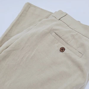 Pantalones de seda para hombre Paradise Collection 38X32 color tostado plisado ropa de isla - Imagen 1 de 8