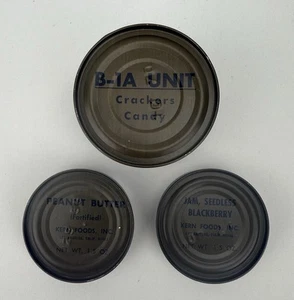 USGI Vietnam War 1970 Mfg C-Ration MCI B-1A, Peanut Butter, Blackberry Jam Cans - Picture 1 of 4