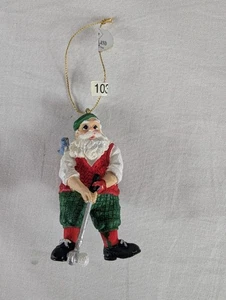 Santa Golfer Ornament Golf White Beard Blue Bird Shoulder Putting Westland - Picture 1 of 5
