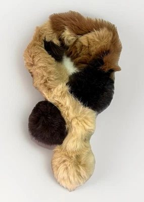 Genuino Cuello de Piel Real Conejo y Zorro Excelente Estado Tostado Negro Marrón Estola Foto 1 de 4