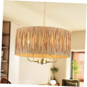 Boho Chandelier for Dining Room, 5-Light Rattan Pendant Light 5-Light Boho - Picture 1 of 8