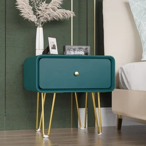 Dark Green Nightstand Bedside Table with Drawer Modern End Side Desk for Bedroom - Picture 1 of 14