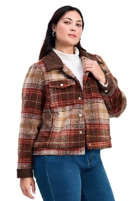 Chaqueta corta Avenue para mujer talla grande Joss a cuadros Foto 1 de 4