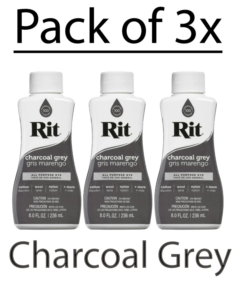 (Paquete de 3) Tinte líquido multiusos Rit, gris carbón 8 fl oz Foto 1 de 4