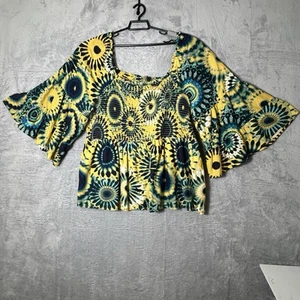 Terra & Sky Bluse Damen 3X Sonnenblumen Boho Glockenärmel Festival Lebendig Oberteil - Bild 1 von 9