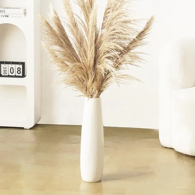 Jarrón grande de cerámica blanco, florero de piso de 18" de alto, floreros decorativos grandes para... Foto 1 de 4