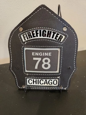 Leather Fire Helmet Front  Chicago   Engine 78 + Truck 30 Decal - Image 1 of 4