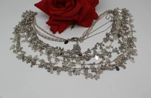 Gorgeous Chicos 6 Strand Silver tone Beaded 30" Necklace CAT RESCUE - Picture 1 of 1
