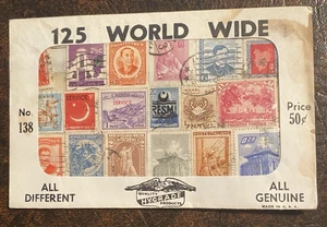 Vintage Hygrade Products Packet #138 - 125 Diff WW Stamps - Sealed but Stained - Picture 1 of 1